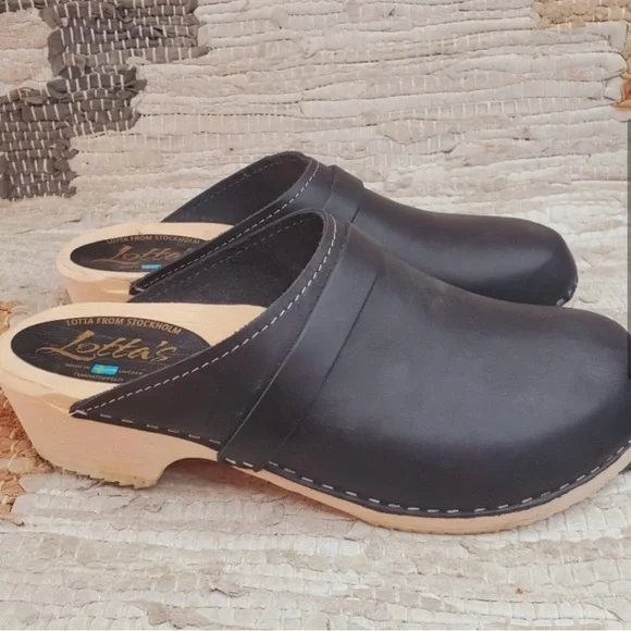 Lotta From Stockholm Black Leather Clogs size 43/11.5 - Picture 8 of 10